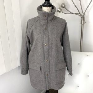 Lands’ End Wool Blend Patch Pocket Winter Coat Grey L